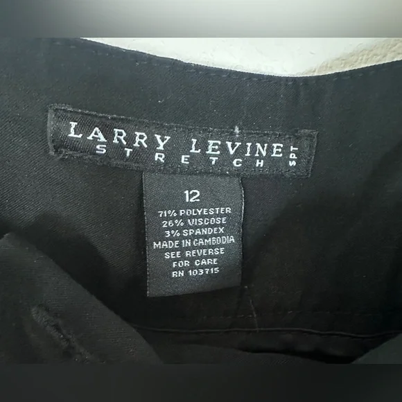 Vintage Larry Levine Women’s Stretch Black Trouser Dress pants wide leg size 12 - Picture 3 of 4